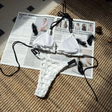 Hollow Out Halter Bikini Female Swimsuit Women Swimwear Two-pieces Bikini set High Leg Cut Bather Bathing Suit Swim Beachwear