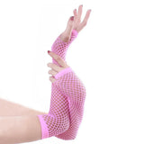 Blue Neon Fishnet Fingerless Long Gloves Arm Cuff Party Wear Fancy Dress For Women Sexy Girls Punk Gothic Dance Party Mesh Glove