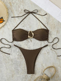 Halter Bikinis 2026 Women String Thong Swimwear Female Sexy Swimsuit Solid Bathers Bathing Swimming Swim Suit Beachwear