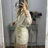 Embroidered Tassel Hem Skirt Elegant Women's Lace Up Mesh Hollow Out Short Skilt 2026 Summer New Chic Female Beach Holiday NT8W