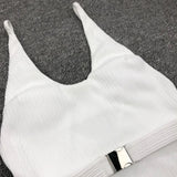 V Neck Ribbed High Leg Cut Women Swimwear One Piece Swimsuit Female Backless Monokini Bather Waist Belt Bathing Suit Swimwear