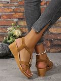 Wedge Sandals for Women Summer Comfortable Non Slip Beach Shoes Woman PU Leather Platform Roman Sandalias Mujer