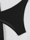 With Skirt Wrinkled Bandeau Bikini Female Swimsuit Women Swimwear Three-pieces Bikini Set Metal Ring Bathing Suit Swim Beachwear
