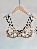 French Style Lace Underwear Set | Sexy Dotted Mesh Bra & Thong for Large Bust, Ultra Thin Slimming Anti Sag Lingerie MOYISU S-XL