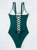 S - XXL Sexy Criss Cross Backless Women Swimwear One Piece Swimsuit Female High Leg Cut Monokini Bather Bathing Suit Swim Lady