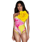 Blue 3D Flower One Piece Swimsuit Luxury Women Swimwear 2024 Monokini Bodysuit Swim Suit Bathing Suit Beachwear Summer Suits