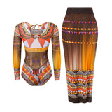 2025 Long Sleeve Sheer Sun Protection One-Piece Set Swimsuit Women Sexy Rash Guard Swimwear Bodysuit Beachwear With Cover up