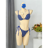 4PCS Striped With Long Sleeve Pants Bikini Female Swimsuit Women Swimwear Bather Bathing Suit Swim Four-pieces Bikini set K8072