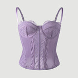 Strapless Waist-Cinching Shaping Top For Women Lace Versatile Fishbone Gathered Outerwear Corset Transparent Mesh Charming S1LT