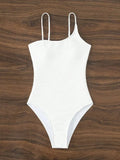2026 Plain One Shoulder Swimsuit One Piece Solid Swimwear Women Sexy Bathers Bathing Swimming Swim Suit Female Beachwear