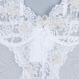 Toucheart Embroidery Floral Sexy Lingerie Panty Garters3PCS Skinny Plunge Patchwork See-through Romantic Private Interesting Set