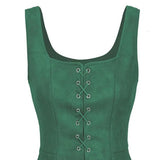Women Vest Lace-up Strap Renaissance Vinatge Square Neck Sleeveless Medieval Slim Fit Halloween Cosplay Performance Top