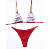 Sexy Cow Print Halter Metal Chains Brazilian Bikini Women Swimsuit Female Swimwear Two Pieces Bikini Set Bathing Suit Swim Lady