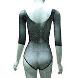 Women's Underwear Fishnet Bodysuit Sparkle Rhinestone Sexy Mesh Teddy Lingerie Erotic Costumes