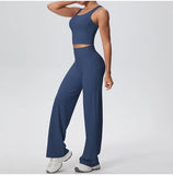 2PCS Yoga Set Women Tracksuit Nude Feeling Workout Sets Gym Clothes Push Up Fitness Running Sportswear Sport Straight tank suit