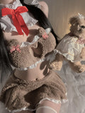 New sexy lingerie red cute outfits for women teddy bear plush chiffon skirt set pure desire love uniform set qqny suit FCXX