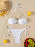 Halter Solid Bikinis 2026 Women Sexy Shell Swimsuit Push Up Pearl Swimwear Female Bathers Bathing Swimming Swim Suit Beachwear