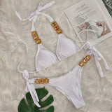 DEKA Sexy Crystal Diamond Swimwear Rhinestone Bikini Set Women Luxury Black Push Up Bandage Thong Swimsuit Beach Bathing Suit