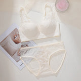 French Style Sexy Lace Underwear Set, Non-Padded Push Up Bra for Small Bust, Wirefree & Breathable, New Hot Bestseller MOYISU AB