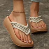 Fashion Design Wedge Heel Flip Flops Women Comfortable Clip Toe Platform Slippers Woman 2026 Printed Thick Bottom Sandals Female