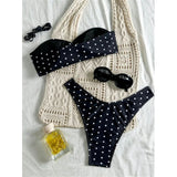 XS - L Polka Dot Bandeau Brazilian Bikini Women Swimwear Female Swimsuit Two-Pieces Bikini Set Bather Bathing Suit Swim V7711