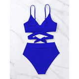 S - XL New 7 Colors V Neck High Waist Bikini Female Swimsuit Women Swimwear Two-pieces Bikini Set Bather Bathing Suit Swim V5006