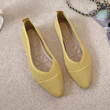 2025 Women Pointed Toe Flats Breathable Fabric Spring Summer Flat Shoes Soft Sole Slip-on Girls Daily Walking Driving Loafers