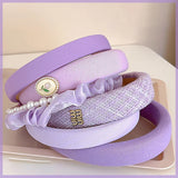 Purple Series Sponge Headband for Woman Elegant Temperament Wide Brim Hair Band Fashion Girl Makeup Headband Hair Accessories