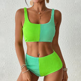 2026 High Waist Bikinis Patchwork Swimsuit Women Sexy Swimwear Female Bathers Bathing Swimming Swim Suit Beachwear