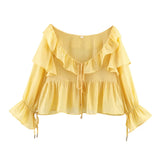 Women's Fashion Casual Ruffle Off-Shoulder Top IMH1