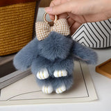 Bag Accessories Fashion Pluff Bunny Keychain Fluffy Lovely Play Dead Rabbit Cute 13cm Rabbit Fur Keychain Women