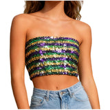 Y2k Tops Women Carnival Sexy Sequin Strapless Sleeveless Vest Party Performance Bandeau Vests Seductive Womens Top Popular
