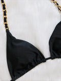 Halter Metal Chains String Micro Thong Bikini Women Swimsuit Female Swimwear Two-pieces Bikini Set Brazilian Bathing Suit Swim