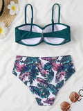 2026 Bandeau Swimsuit Women High Waist Bikini Printed Swimwear Female Padded Bathers Bathing Swimming Swim Suit Beachwear