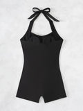ZTVitality Solid Color Ruched One Piece Swimsuit 2024 New Arrival Halter Tummy Control Women Summer Bathing Suits Sexy Brazilian