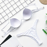 New Sexy V-bar Underwired Bra Push Up Bikini Women Swimwear Female Swimsuit Two-pieces Set V Wire Bather Bathing Suit Swim V1732