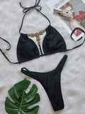 Extreme Mini Micro String Diamond Bikini Women Swimsuit Female Triangle Swimwear Two Pieces Bikini Set Halter Bathing Suit Swim