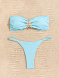 Sexy Bandeau Bikini Set 2026 Women Coffee Starfish Ornament Push Up Thong Swimsuit Brazilian Beach Bathing Suit Micro Swimwear