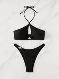ZTVitality Sexy Solid 2 Piece Bikini Set 2025 New Bqiuini Padded Bra Halter Swimsuit Women's Swimwear Summer Beachwear Brazilian