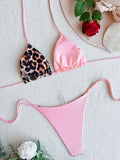 Halter Splicing Leopard Bikinis 2026 Satin Bikini Female Swimsuit Women Swimwear Two-pieces Bikini Set Micro Bathing Suit Swim