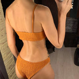 Sexy Wrinkled Butterfly Printed Bikini Female Swimsuit Women Swimwear Two-Pieces Bikini Set Bather Bathing Suit Swim Lady V713