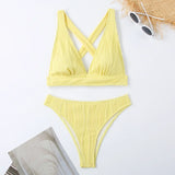 2025 Wrinkled Crinkled Bikini Women Swimwear Female Swimsuit Two-pieces Bikini Set High Cut Bathing Suit Swim Beach Wear Lady