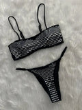 Luxury Black Bikini 2026 Women Sexy Diamond Rhinestone Push Up Mini Swimsuit Brazilian Beach Bathing Suit Thong Swimwear Biquini