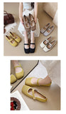 2026 New Mary Jane Shoes Woman Summer Autumn Leisure Flats Breathable Knitted Square Toe Female Daily Walking Driving Flat Shoes