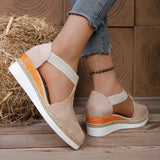 Women Closed Toe Wedge Sandals Summer Fashion Solid Color Pointed Elastic Band Elegant Comfortable Sandals for Women
