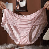 Anti-septic Women Underpants Women Panties Mid Waist Lace Bow Decor Tummy Control Butt-lifted Soft Stretchy Quick Dry Briefs