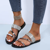 Sparkling Rhinestone Slides for Women - Comfy Open Toe Flats for Indoor & Outdoor Wear 2026 New