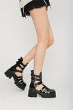 2025 Brand Fashion Women's Black Summer Gladiator Sandals Fashion Leisure Square Heels Casual Platform Shoes Big Size 43