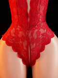 Adult Deep V-neck Hanging Neck Lace Flower Print Lingerie Solid Color Knitted Sexy Backless Underwear Women's Jumpsuit Clothing