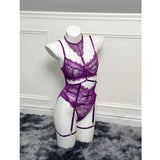Toucheart Sexy Lingerie Suit for Women Lace Patchwork Halter Bra Set Solid Color Sexy Mesh See-through Garters Underwear Set New